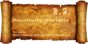 Maszalovits Henrietta névjegykártya